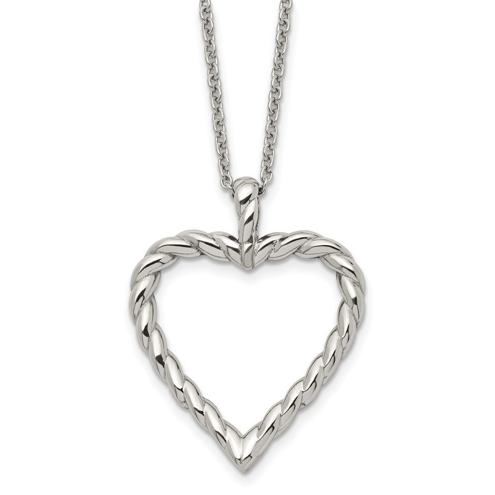 Chisel Stainless Steel Polished Twisted Heart Pendant on an 18 inch Cable Chain Necklace