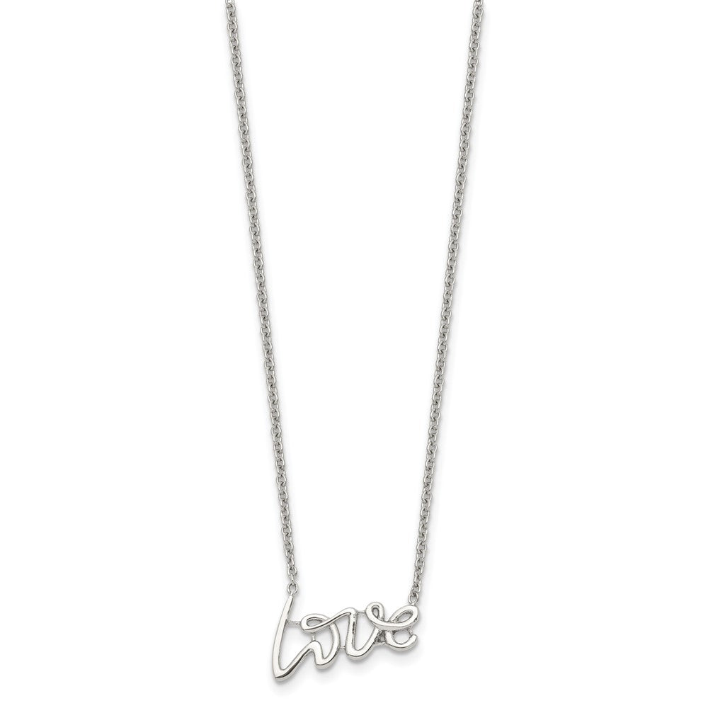 Chisel Stainless Steel Polished LOVE on an 18 inch Cable Chain Necklace