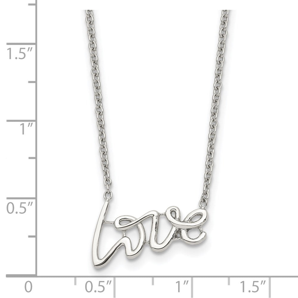 Chisel Stainless Steel Polished LOVE on an 18 inch Cable Chain Necklace