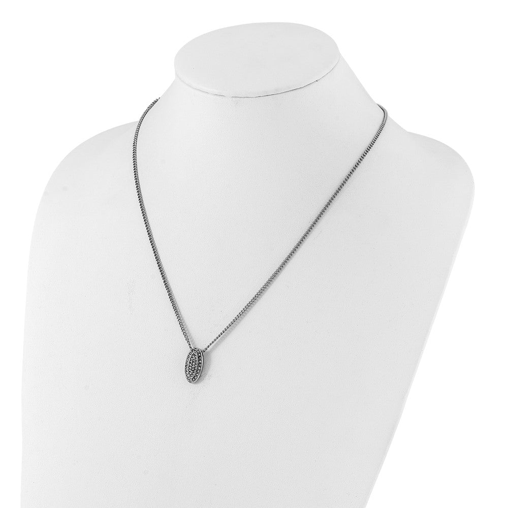 Stainless Steel Polished Crystal Oval Necklace