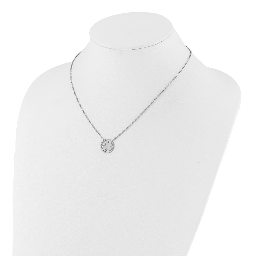 Stainless Steel Polished Four Leaf Clover Necklace