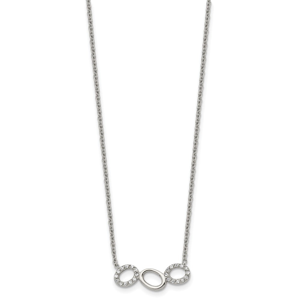 Stainless Steel Polished w/CZ Circles 18in Necklace