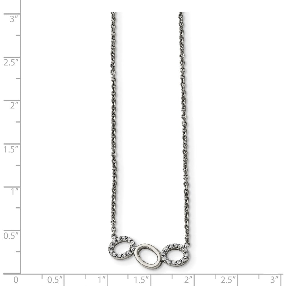 Stainless Steel Polished w/CZ Circles 18in Necklace