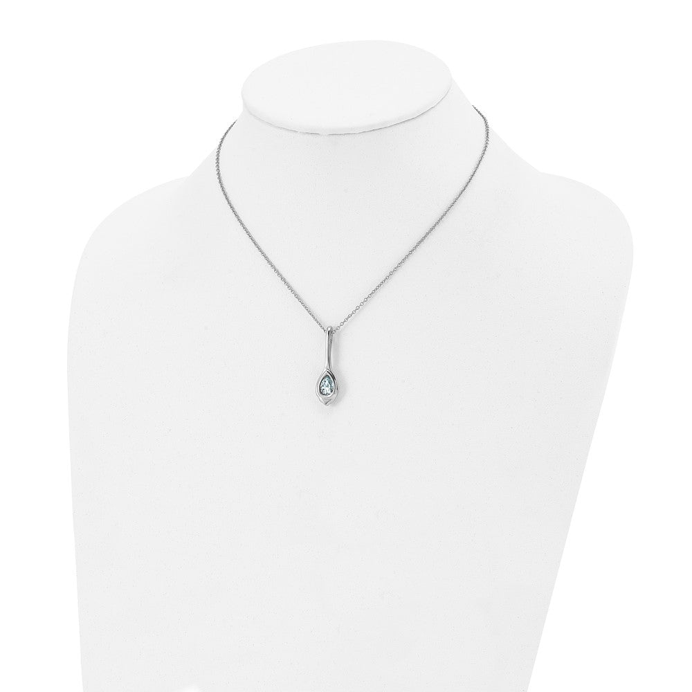 Chisel Stainless Steel Polished Blue Glass Teardrop Pendant on a 17.75 inch Cable Chain with a 2 inch Extension Necklace