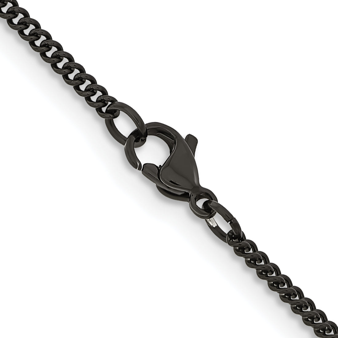 Stainless Steel Polished Black IP-plated 2.25mm Round Curb Chain SRN1607