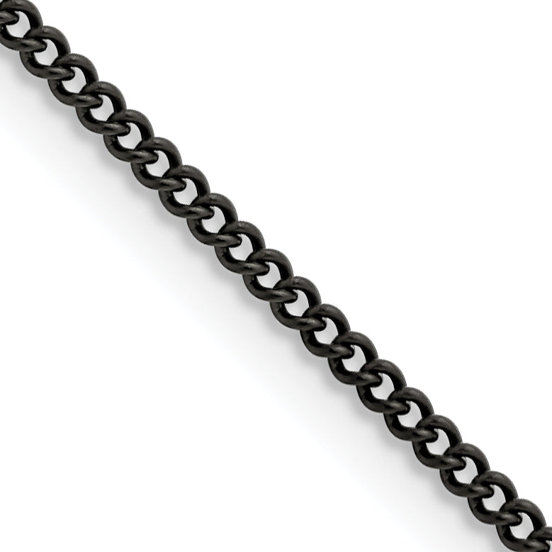 Stainless Steel Polished Black IP-plated 2.25mm Round Curb Chain SRN1607