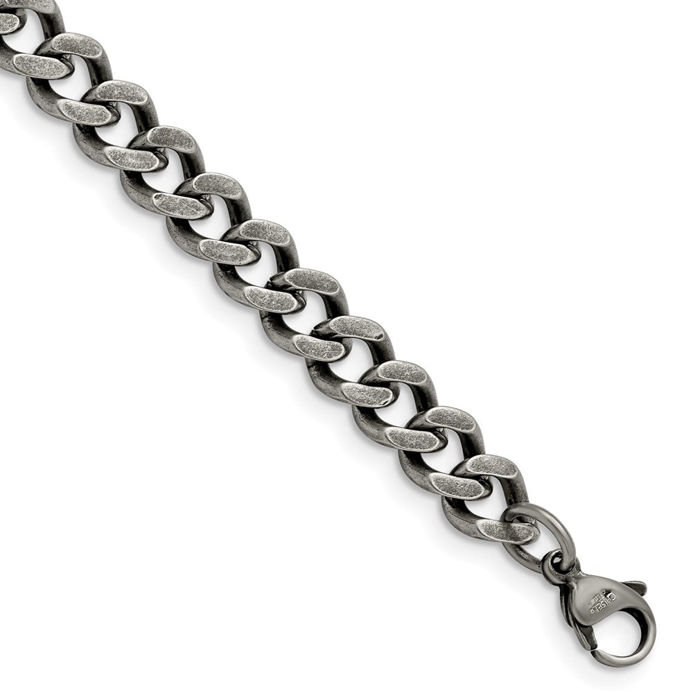 Chisel Stainless Steel Oxidized 7.5mm 8 inch Curb Chain