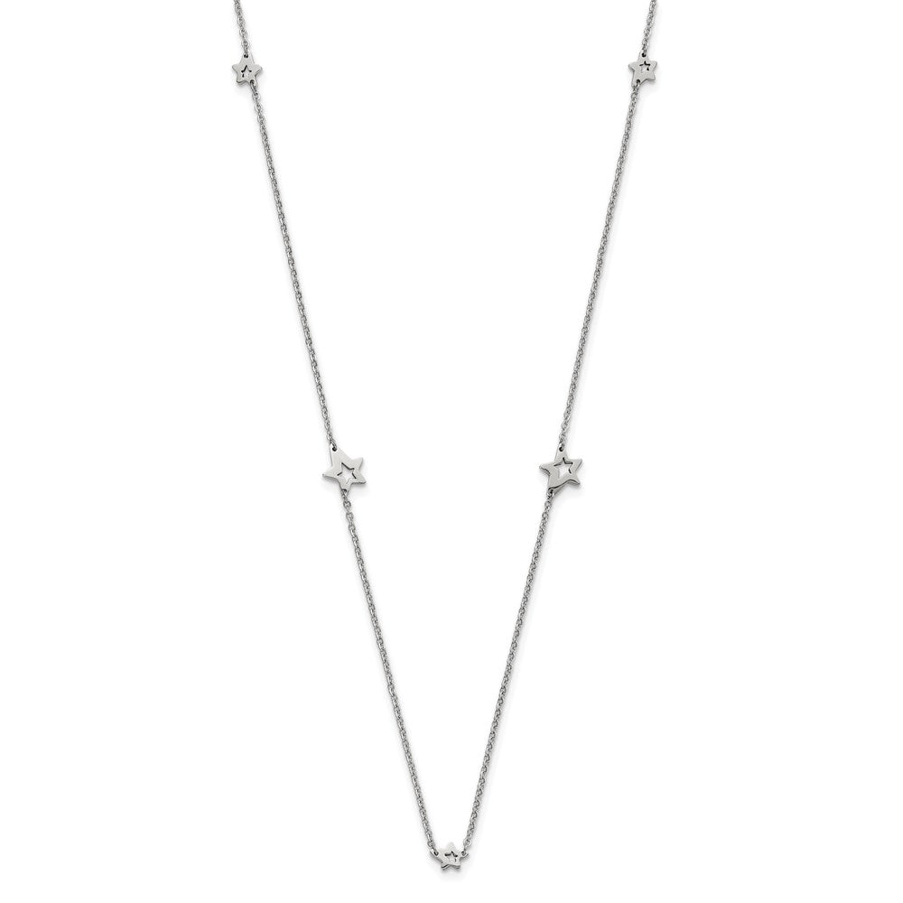 Stainless Steel Polished Slip On Stars Necklace