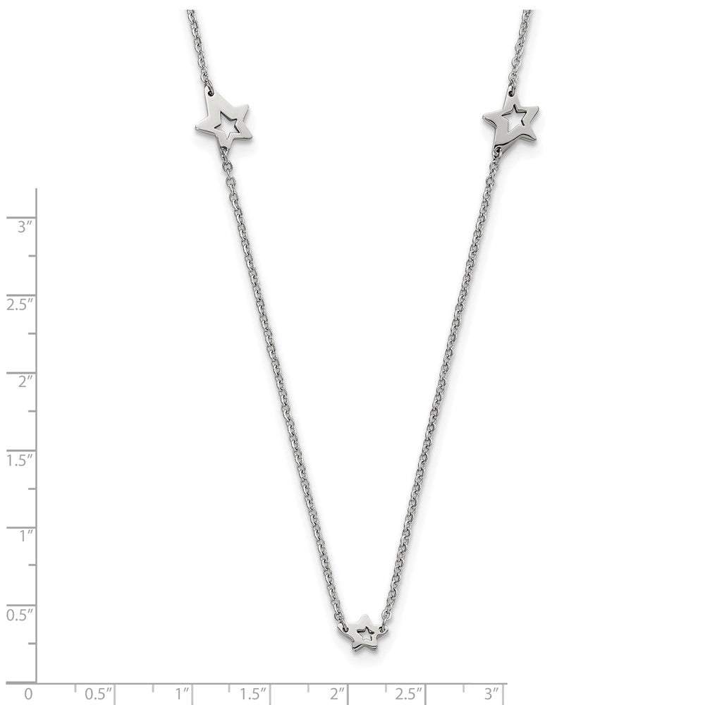 Stainless Steel Polished Slip On Stars Necklace