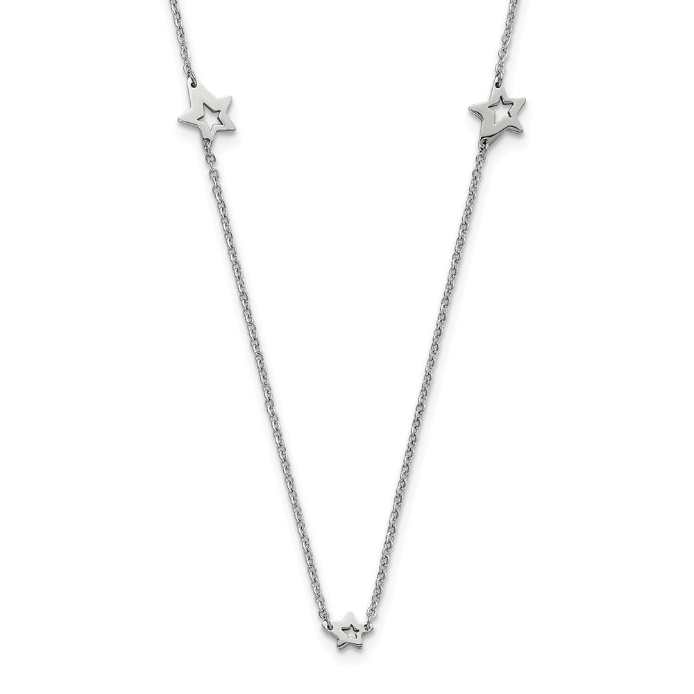 Stainless Steel Polished Slip On Stars Necklace