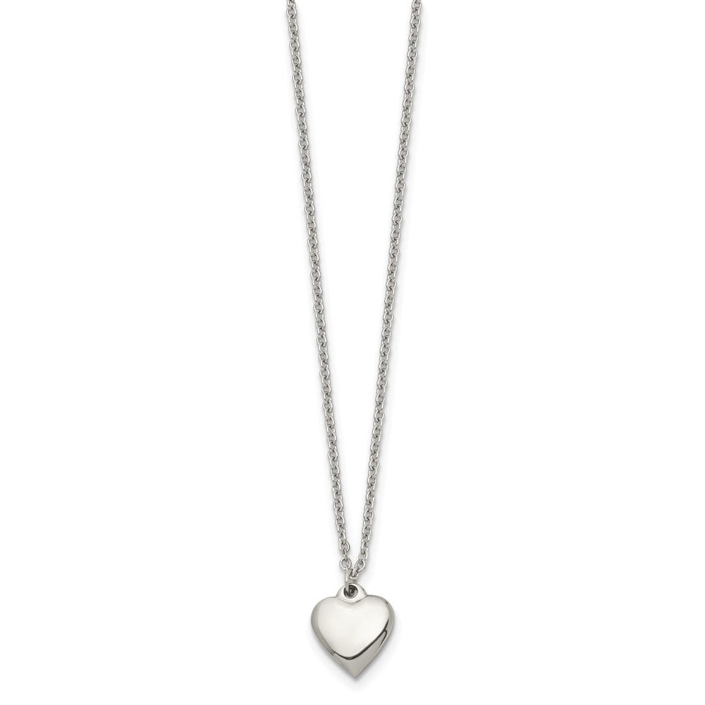 Chisel Stainless Steel Polished Heart on a 16.25 inch Cable Chain with a 1.5 inch Extension Necklace