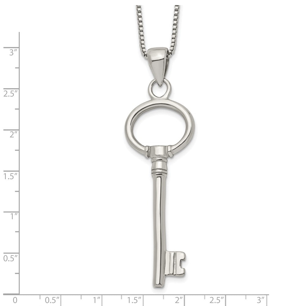 Chisel Stainless Steel Polished Key Pendant on a 20 inch Box Chain Necklace