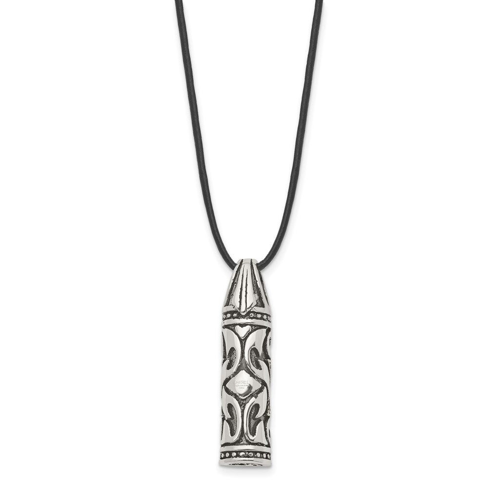 Chisel Stainless Steel Antiqued and Polished with Yellow IP-plated  Accent Star of David Pendant on a 20 inch Leather Cord...