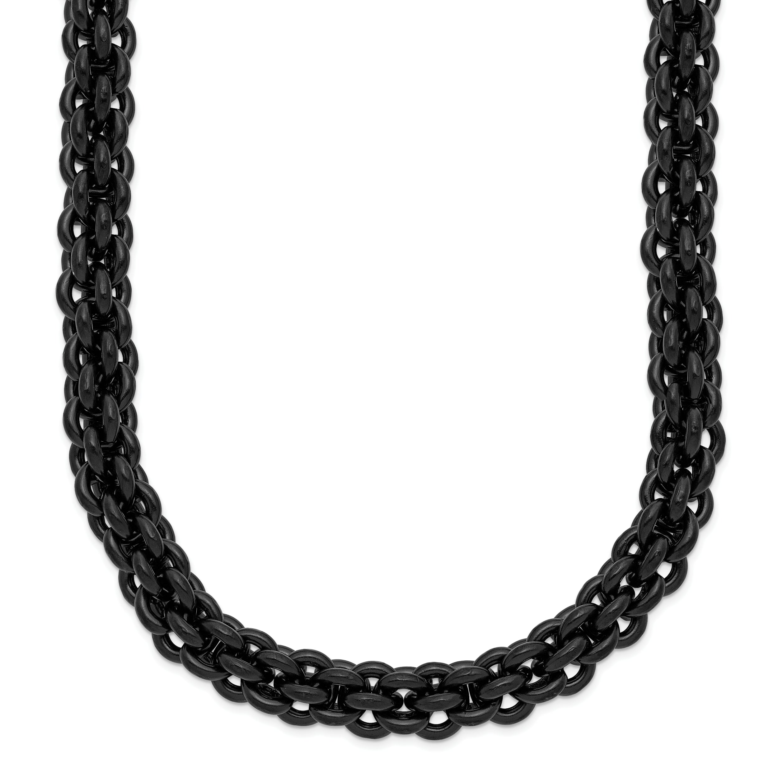 Stainless Steel Polished Black IP-plated 24in Necklace SRN1966