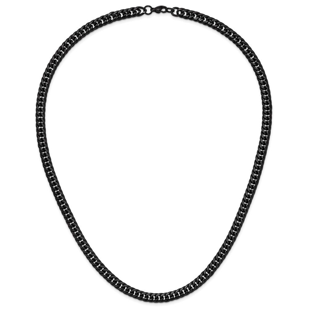 Chisel Stainless Steel Polished Black IP-plated 24 inch Double Curb Chain Necklace