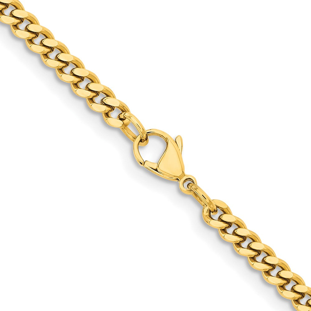 Chisel Stainless Steel Polished Yellow IP-plated 4mm 30 inch Curb Chain