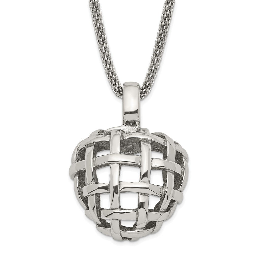 Stainless Steel Woven Heart Necklace