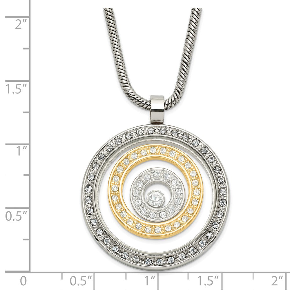 Stainless Steel Yellow IP-plated CZ Circle Necklace