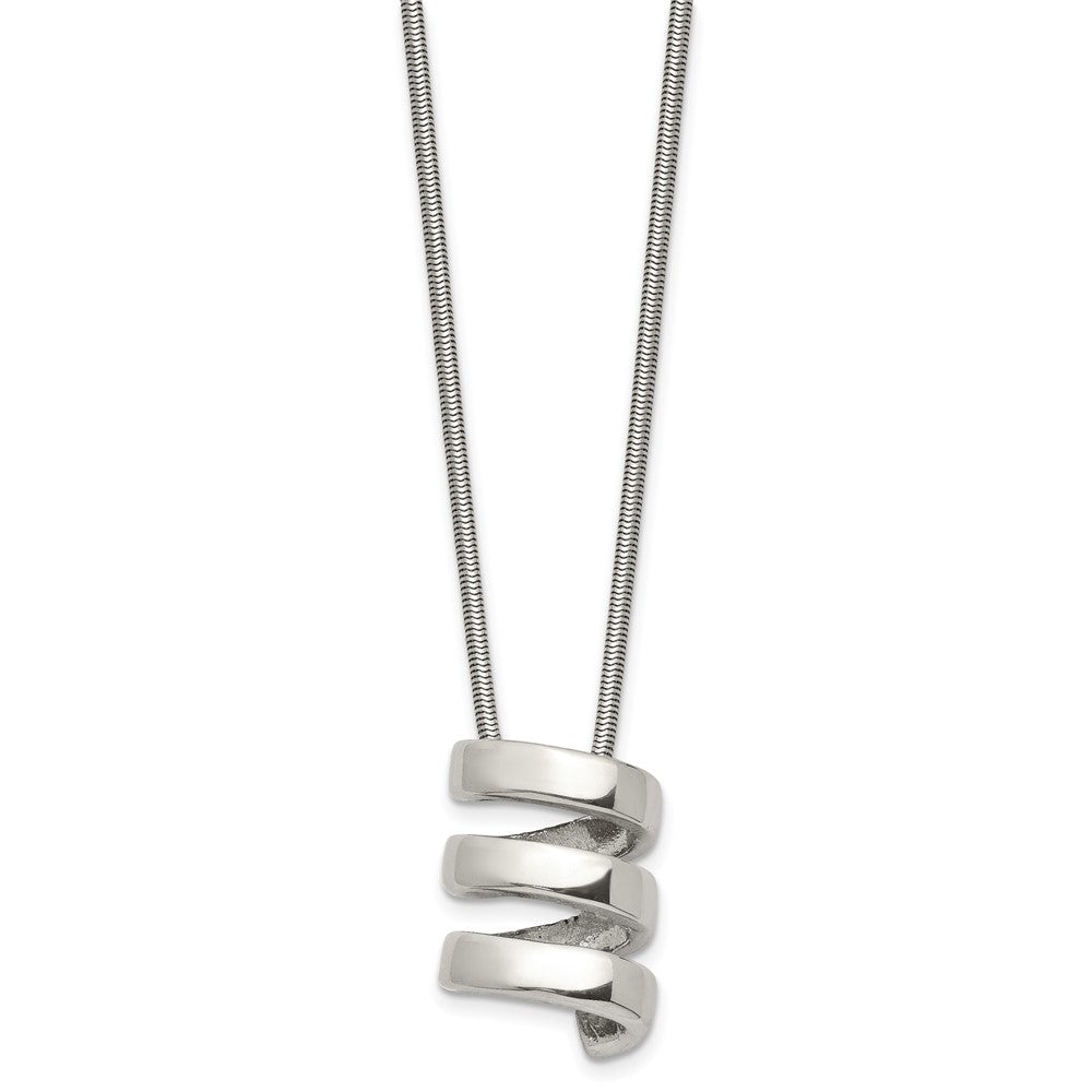 Chisel Stainless Steel Polished Fancy Twist Pendant on an 18 inch Snake Chain Necklace