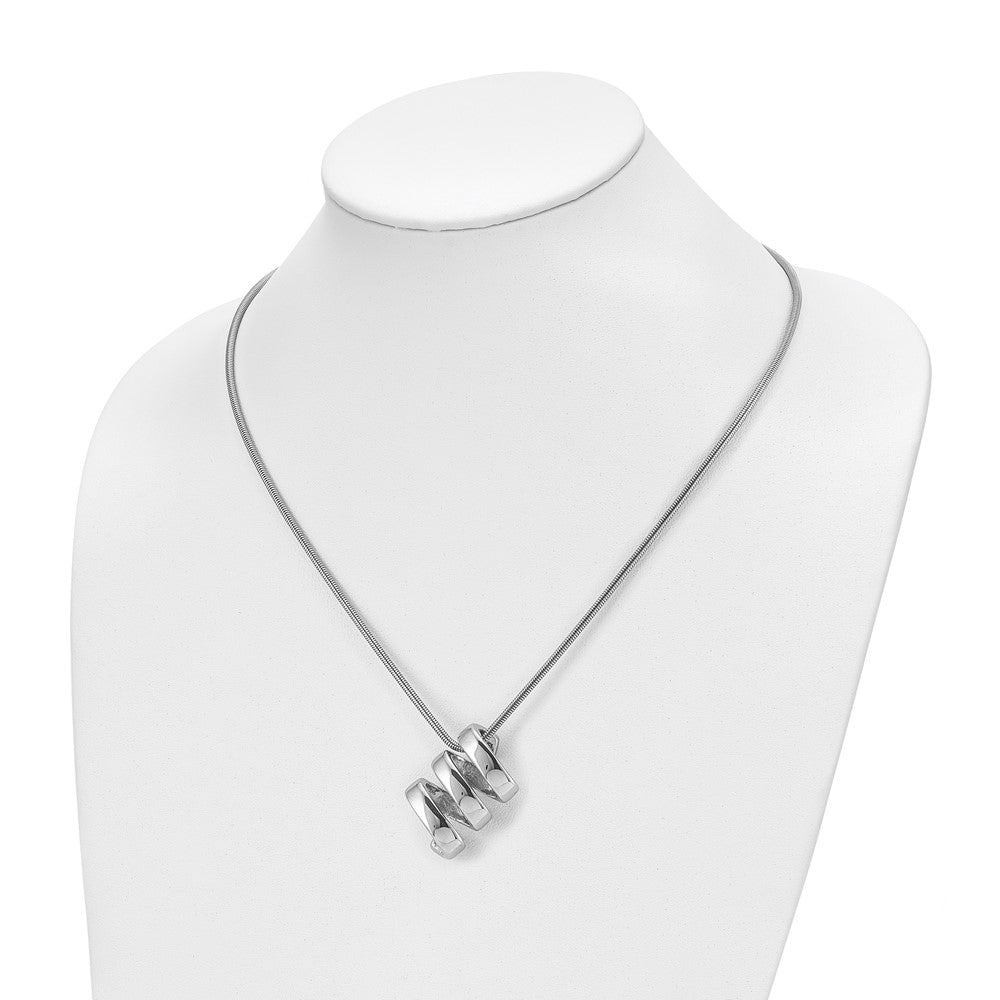 Chisel Stainless Steel Polished Fancy Twist Pendant on an 18 inch Snake Chain Necklace