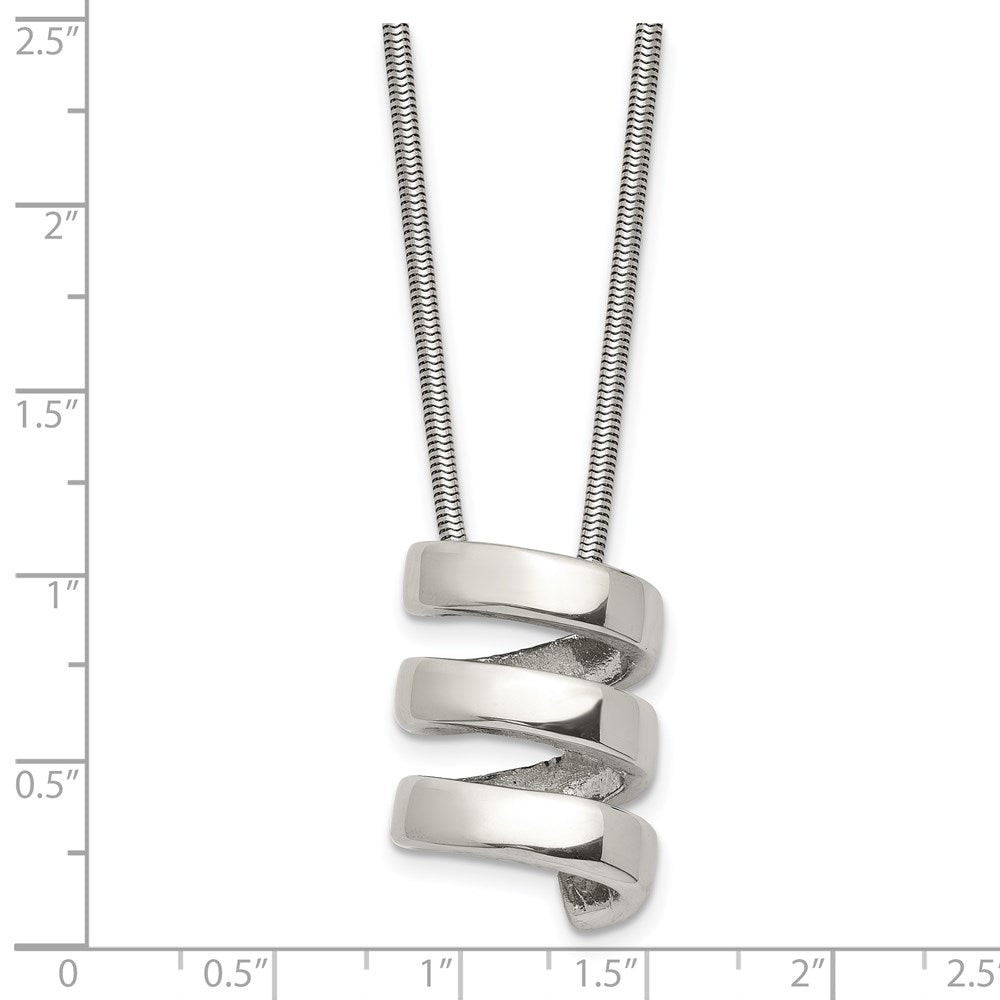 Chisel Stainless Steel Polished Fancy Twist Pendant on an 18 inch Snake Chain Necklace