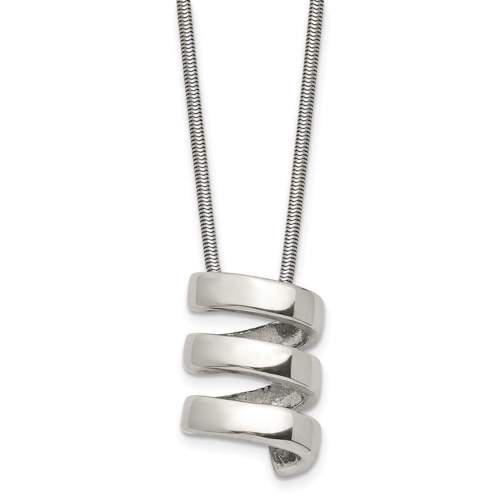 Chisel Stainless Steel Polished Fancy Twist Pendant on an 18 inch Snake Chain Necklace