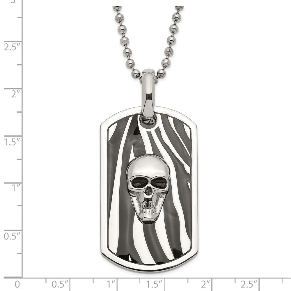 Stainless Steel Enameled Skull Dog Tag Necklace