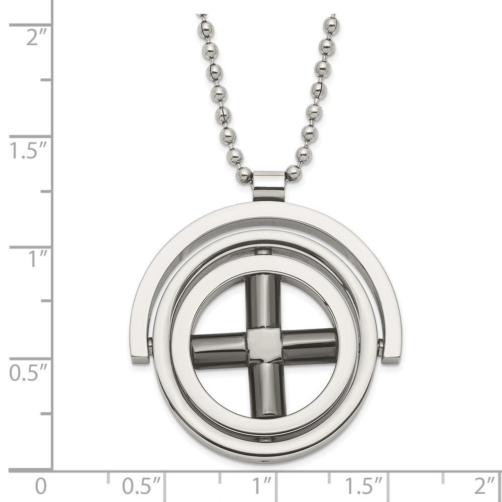 Stainless Steel & Black IP-plated X Moveable Circles Necklace