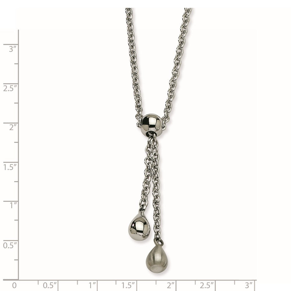 Stainless Steel Brushed & Polished Teardrop 20in Y Necklace