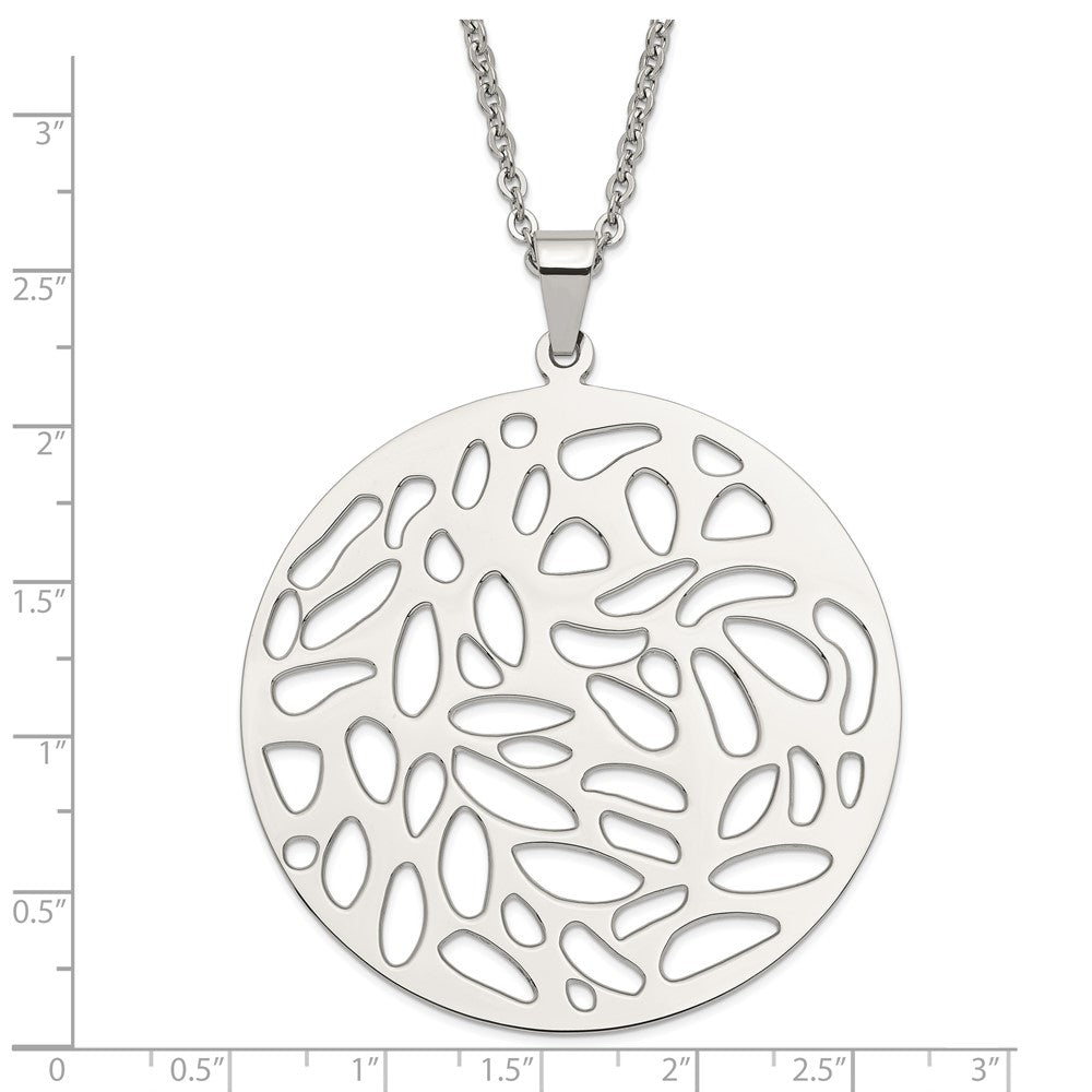 Stainless Steel Fancy Cutout Pendant Necklace