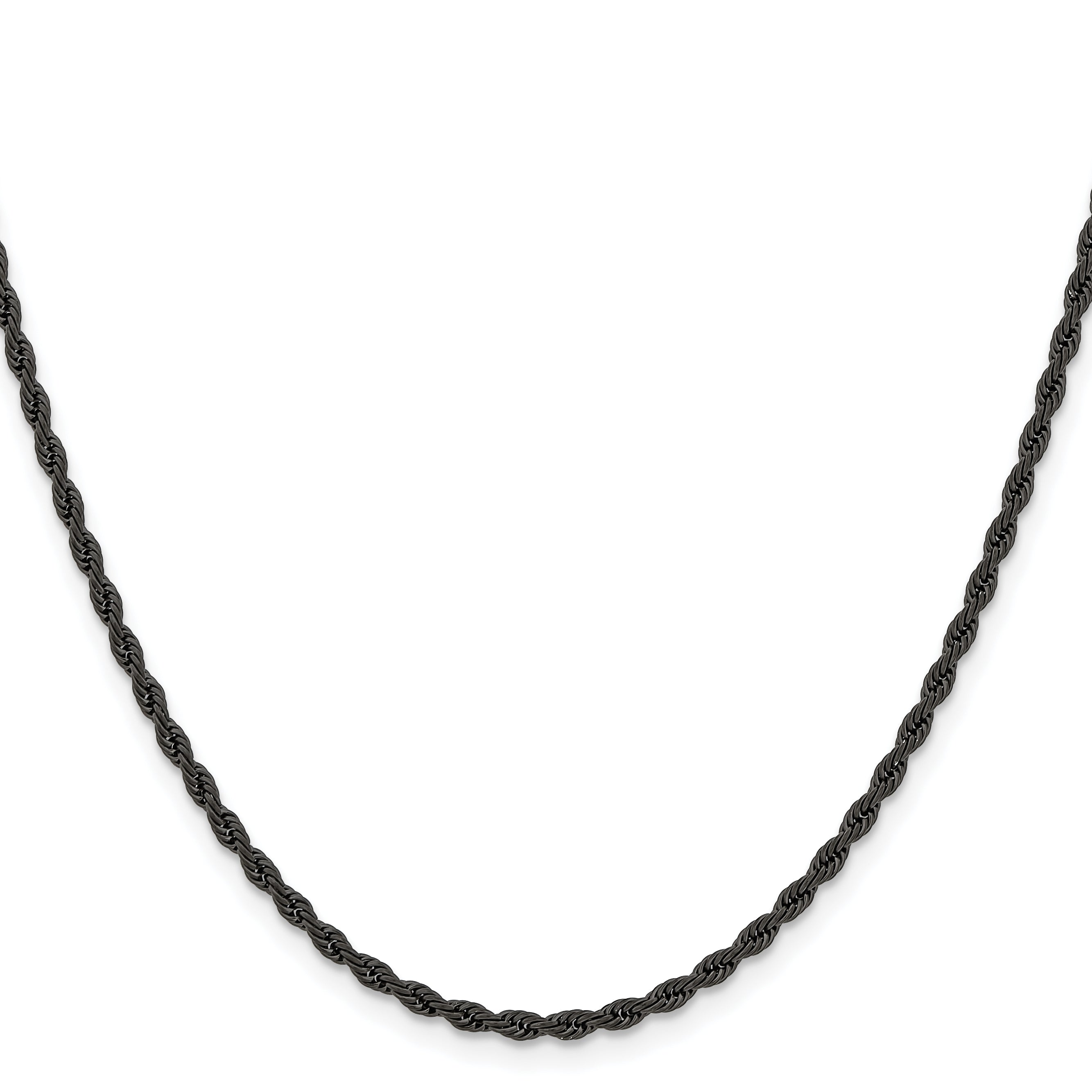 Stainless Steel IP Black-plated 2.3mm 20in Rope Chain SRN672BP