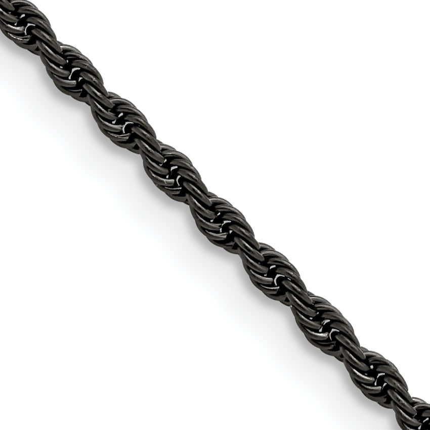 Stainless Steel IP Black-plated 2.3mm 20in Rope Chain SRN672BP