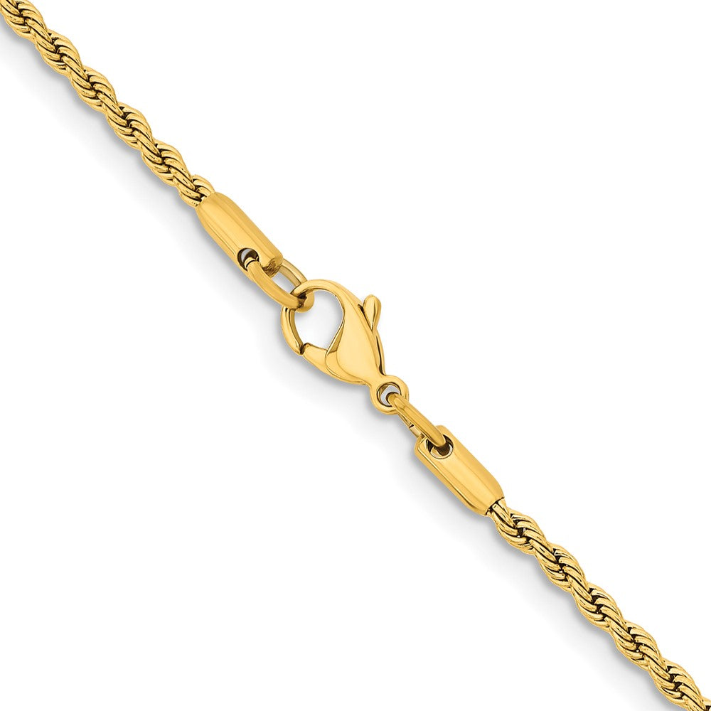 Chisel Stainless Steel Polished Yellow IP-plated 2.4mm 24 inch Rope Chain