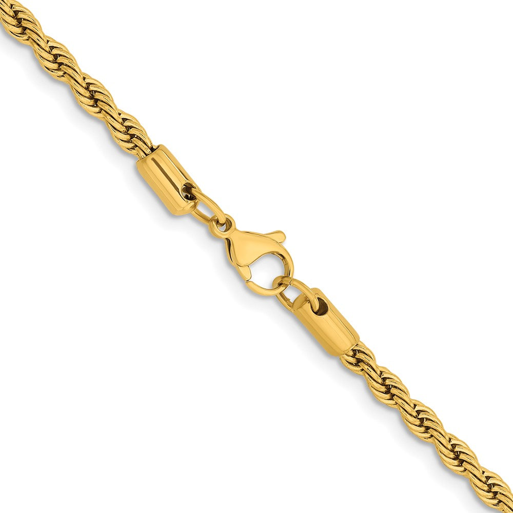 Chisel Stainless Steel Polished Yellow IP-plated 4mm 20 inch Rope Chain