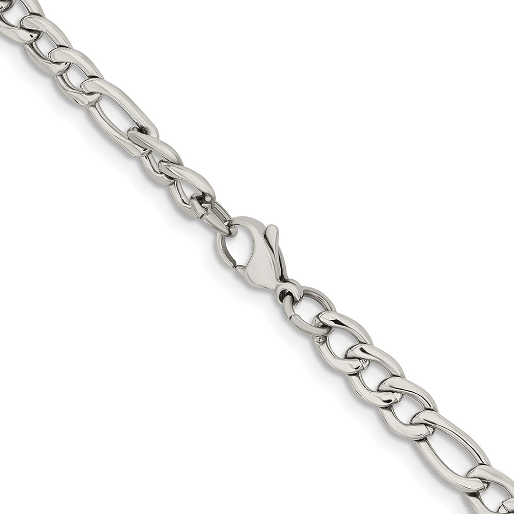 Chisel Stainless Steel Polished 6.3mm 24 inch Figaro Chain