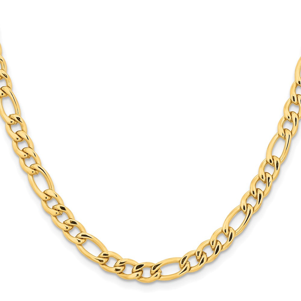 Chisel Stainless Steel Polished Yellow IP-plated 6.3mm 22 inch Figaro Chain