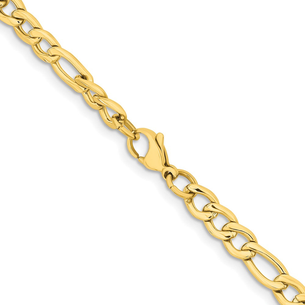 Chisel Stainless Steel Polished Yellow IP-plated 6.3mm 22 inch Figaro Chain