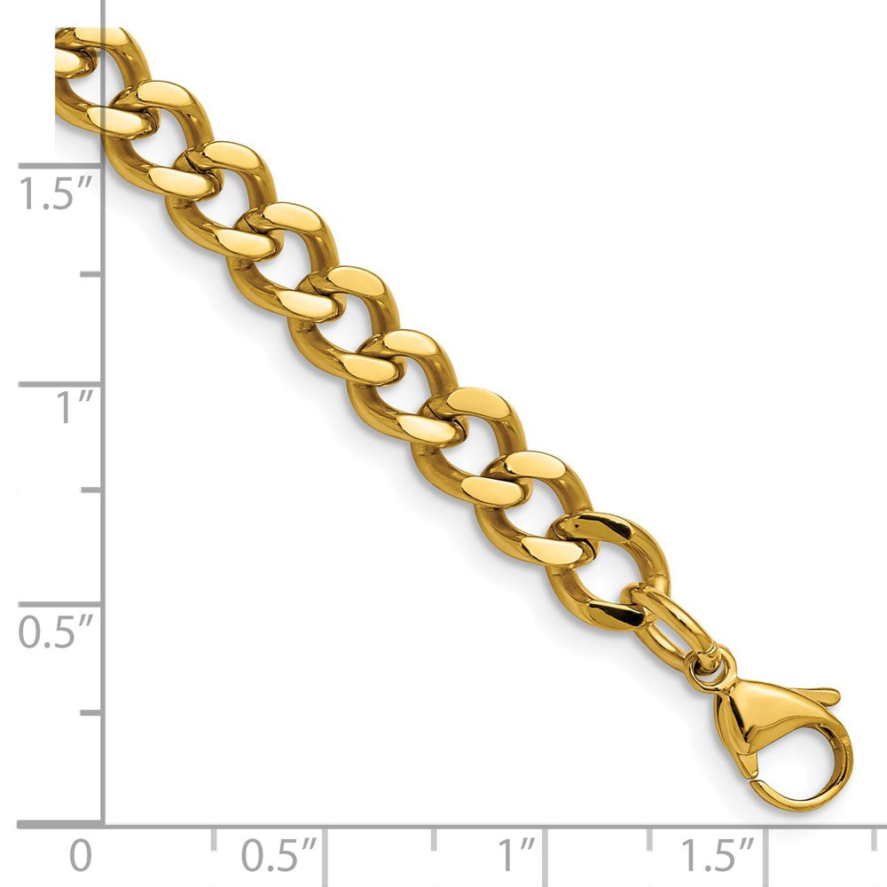 Chisel Stainless Steel Polished Yellow IP-plated 7.5mm 8 inch Curb Chain