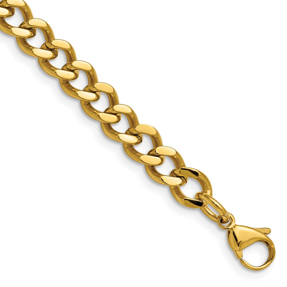 Chisel Stainless Steel Polished Yellow IP-plated 7.5mm 8 inch Curb Chain