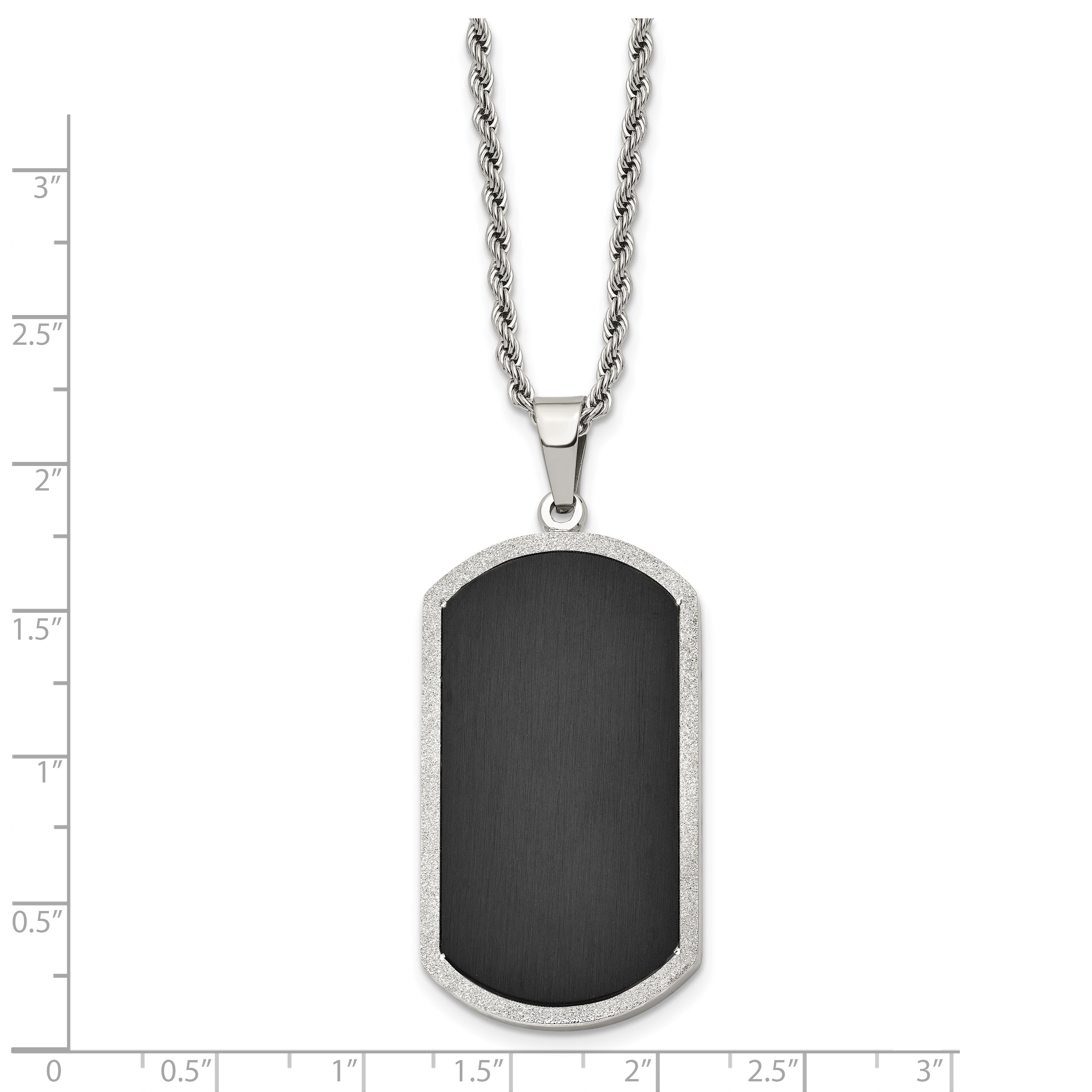 Stainless Steel Black-plated Laser Cut Dog Tag Necklace SRN727