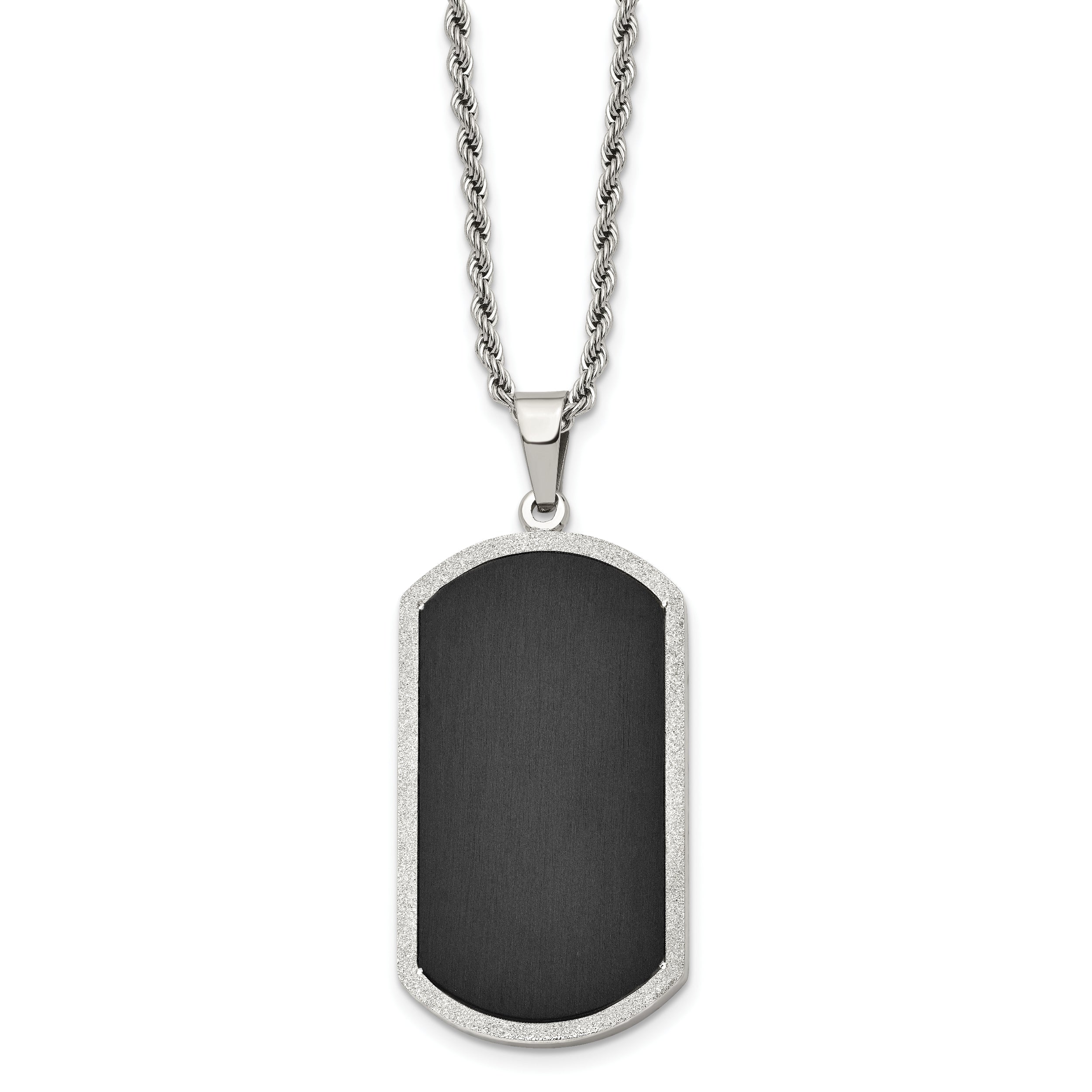 Stainless Steel Black-plated Laser Cut Dog Tag Necklace SRN727