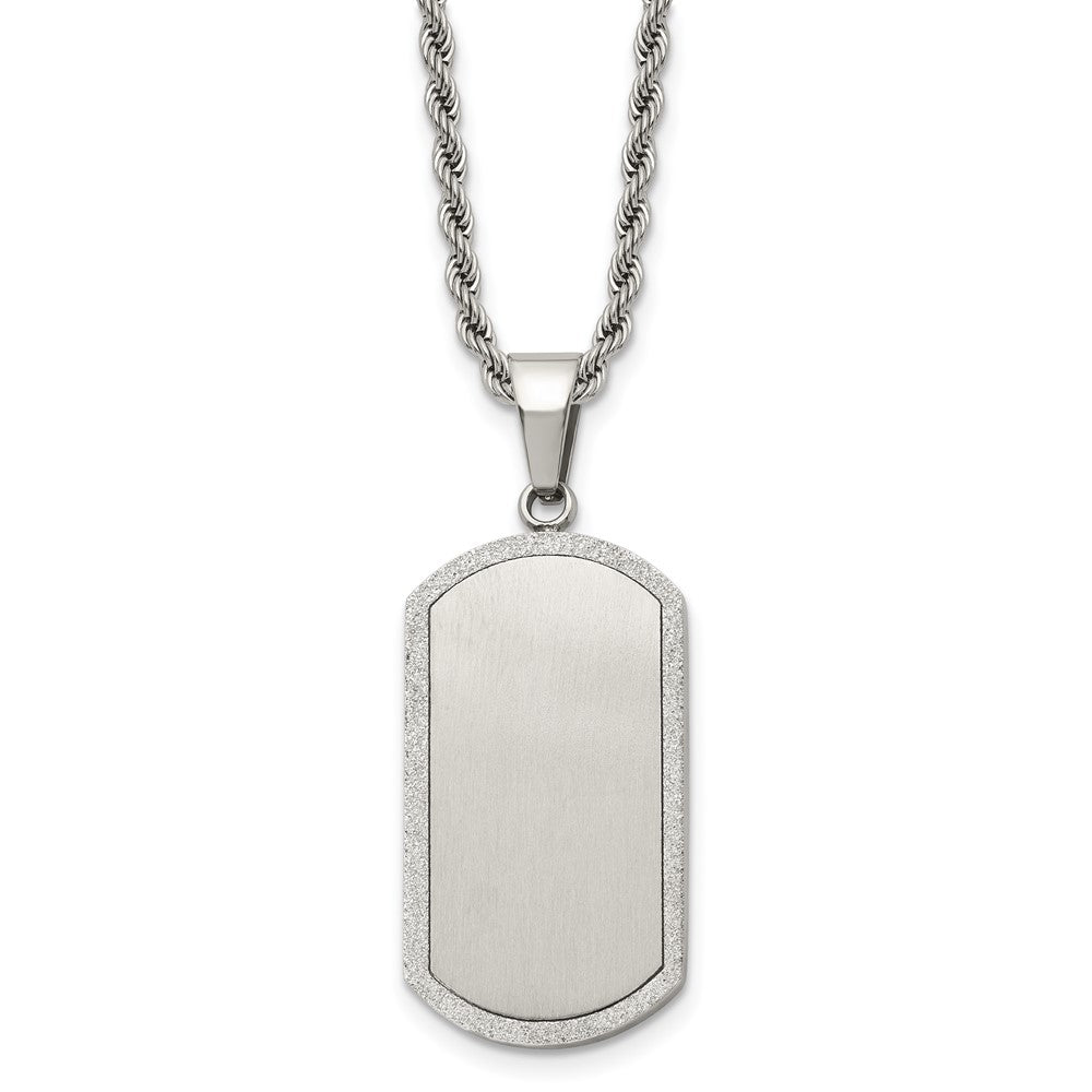 Chisel Stainless Steel Polished Laser Cut Edges Dog Tag on a 22 inch Rope Chain Necklace