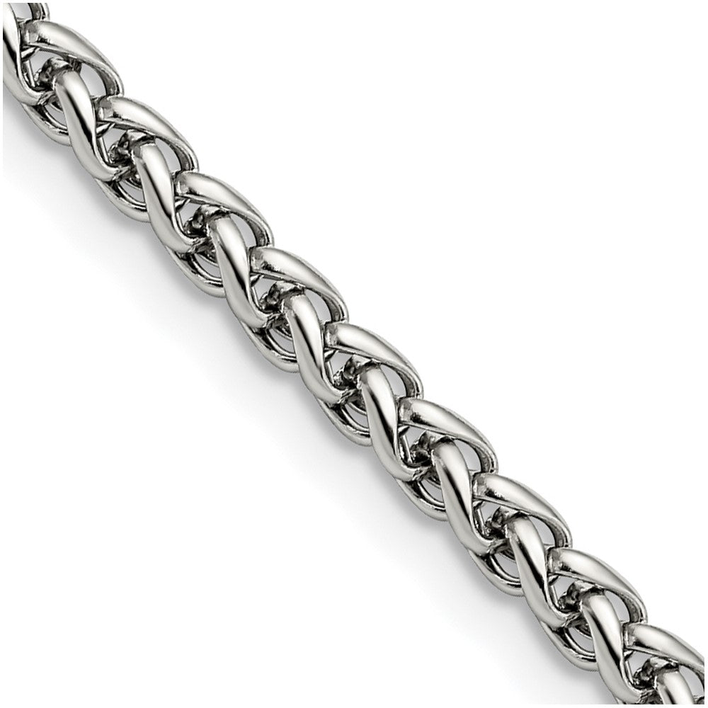 Chisel Stainless Steel Polished 4mm 22 inch Wheat Chain