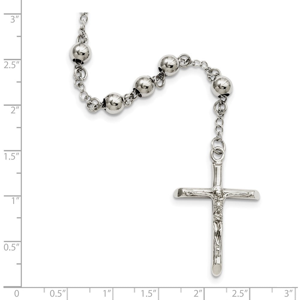 Chisel Stainless Steel Polished 6mm Beaded 29.5 inch Rosary Necklace