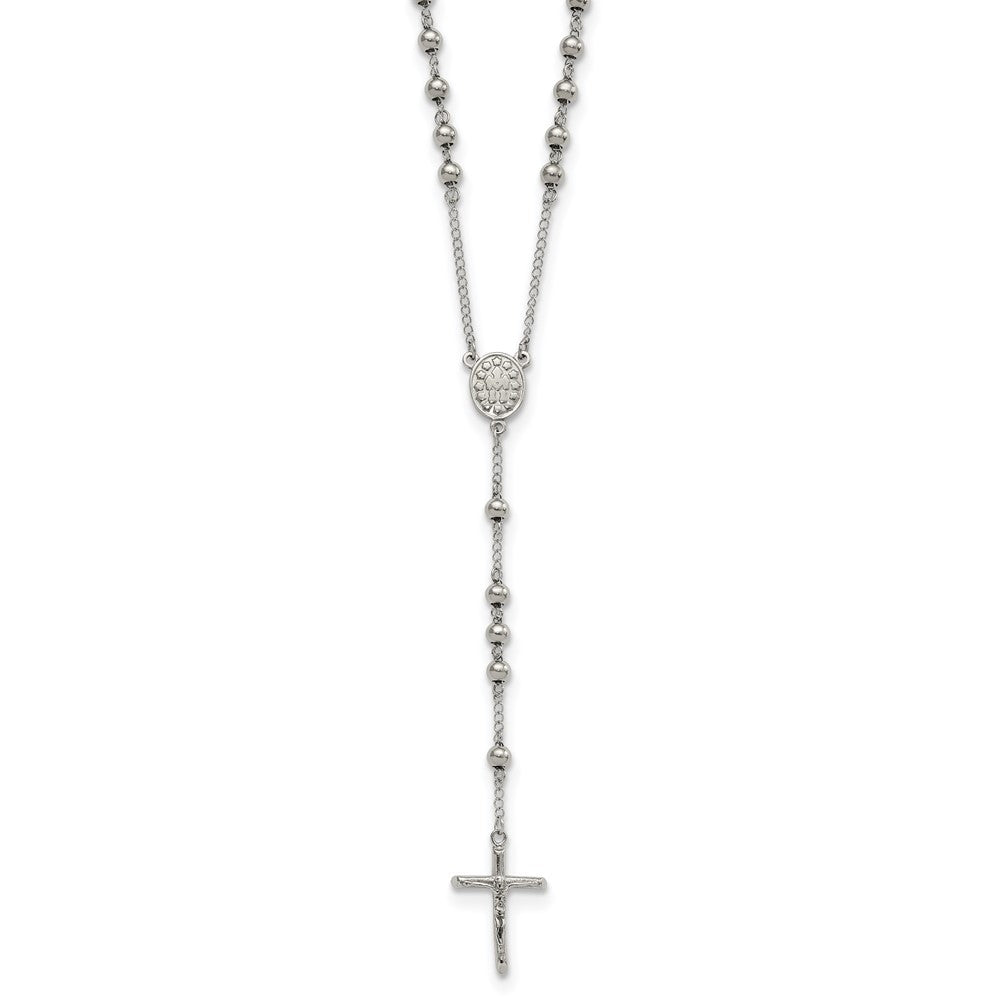 Chisel Stainless Steel Polished 6mm Beaded 29.5 inch Rosary Necklace