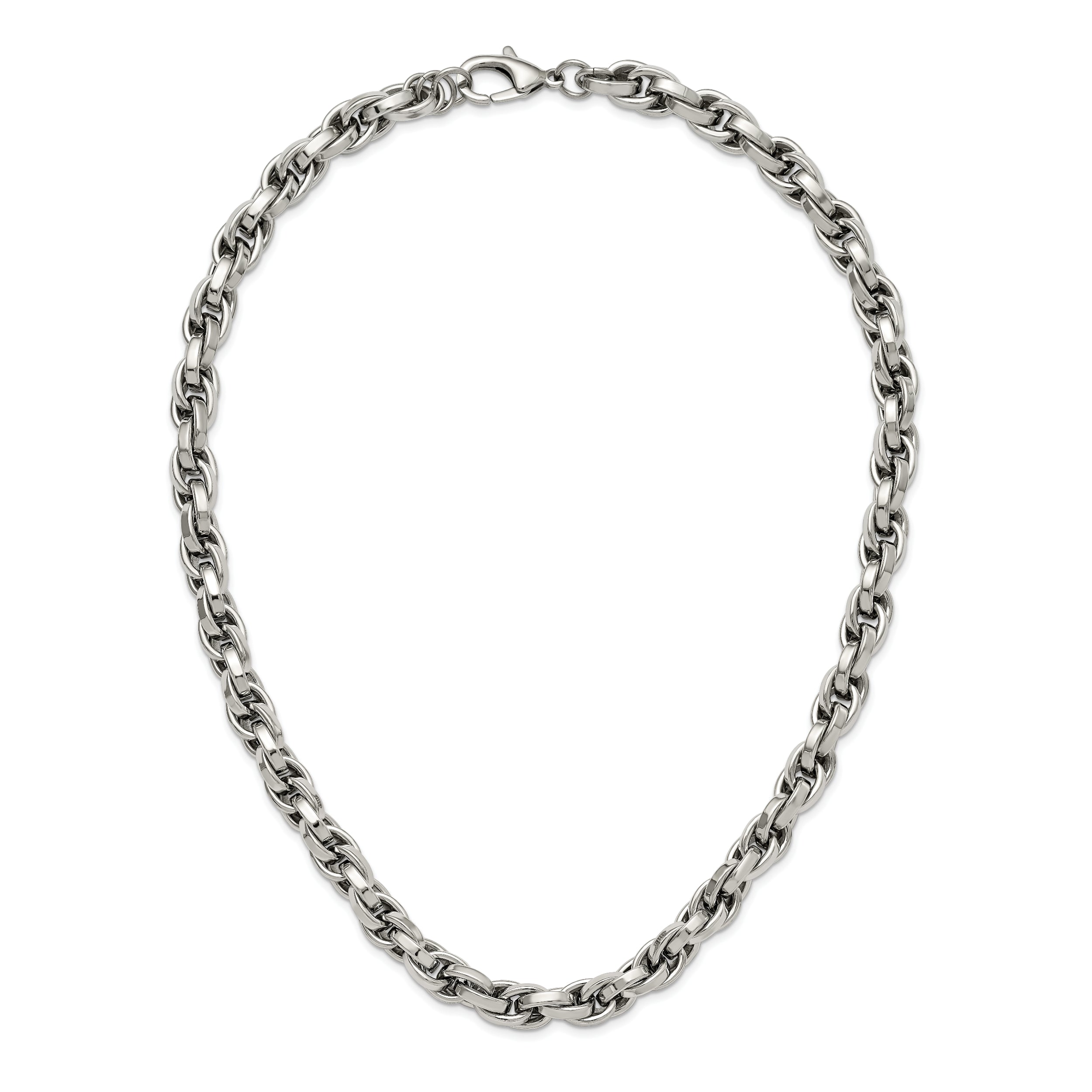 Stainless Steel Polished Oval Link 24in Necklace SRN845