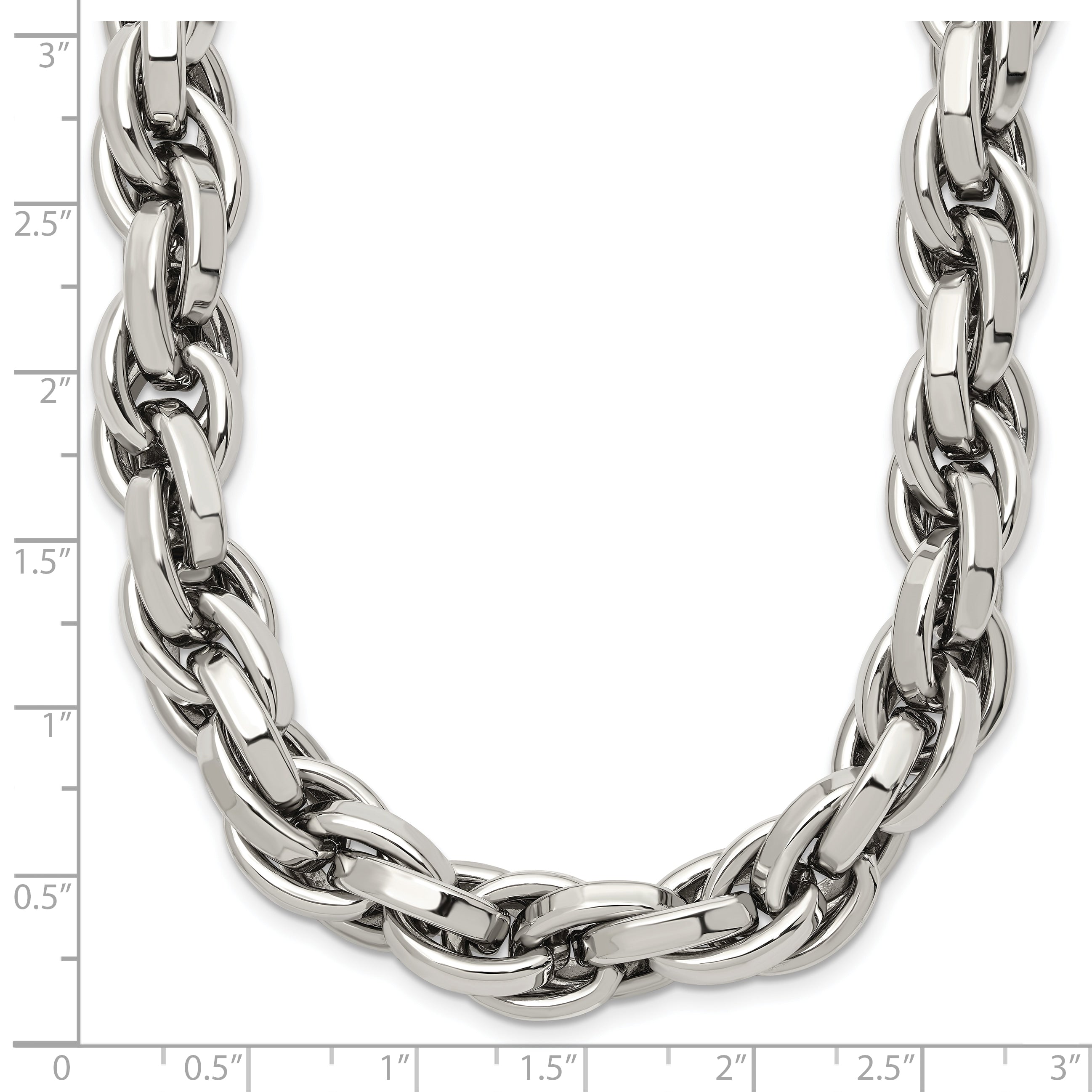 Stainless Steel Polished Oval Link 24in Necklace SRN845