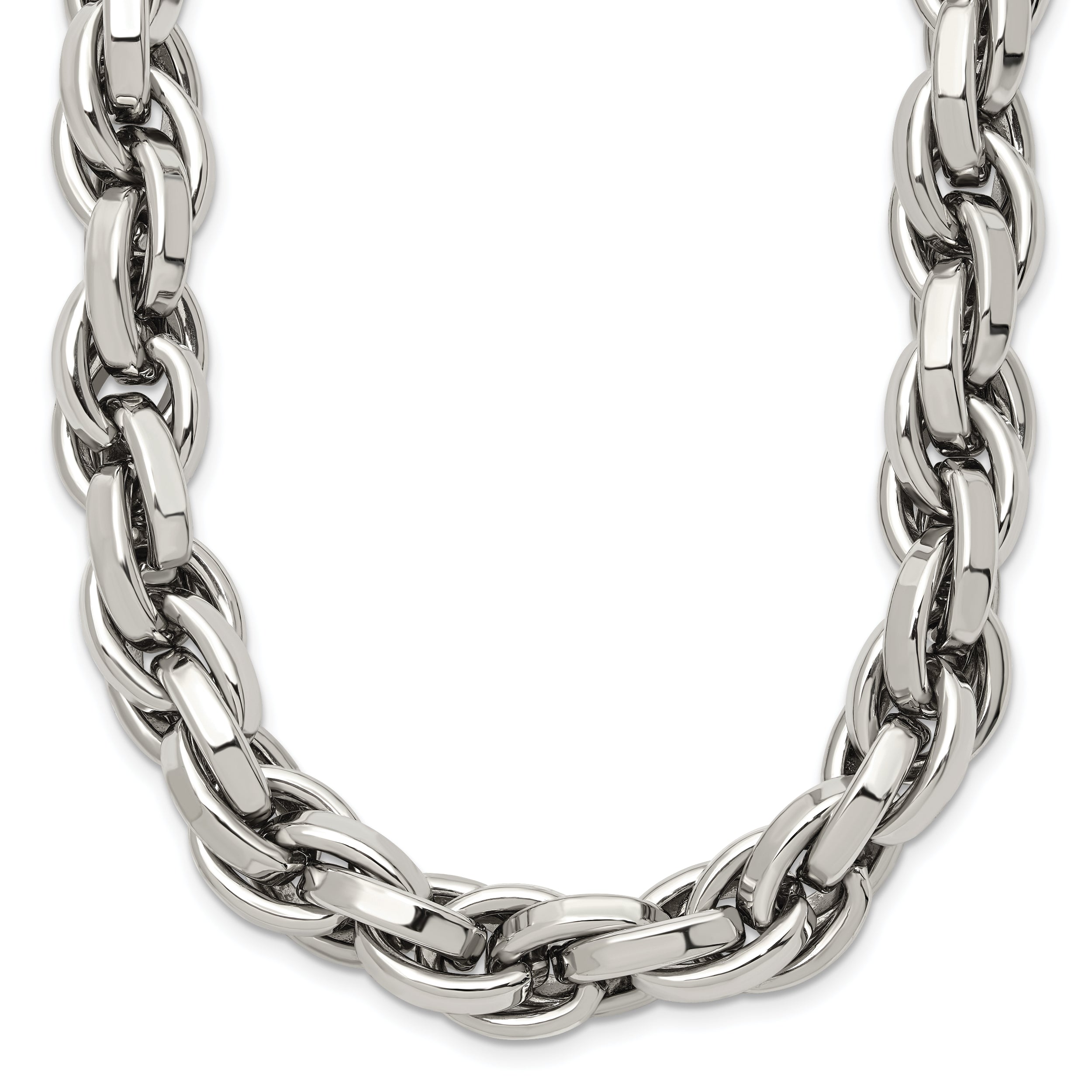 Stainless Steel Polished Oval Link 24in Necklace SRN845