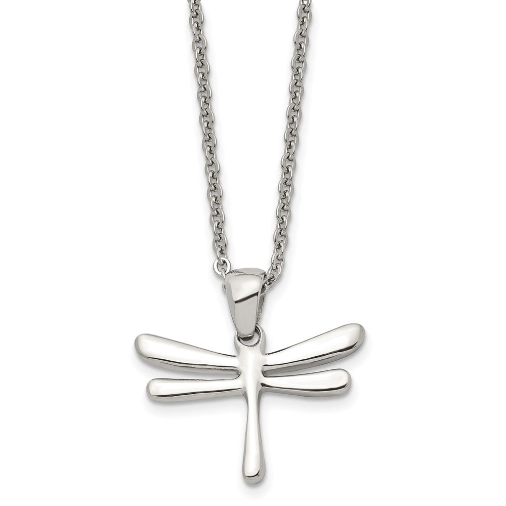 Chisel Stainless Steel Polished Dragonfly Pendant on a 20 inch Cable Chain Necklace