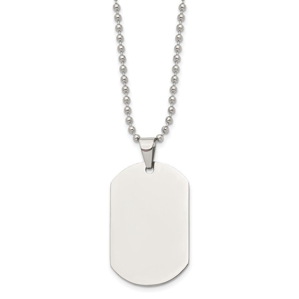 Chisel Stainless Steel Polished Dog Tag on a 24 inch Cable Chain Necklace